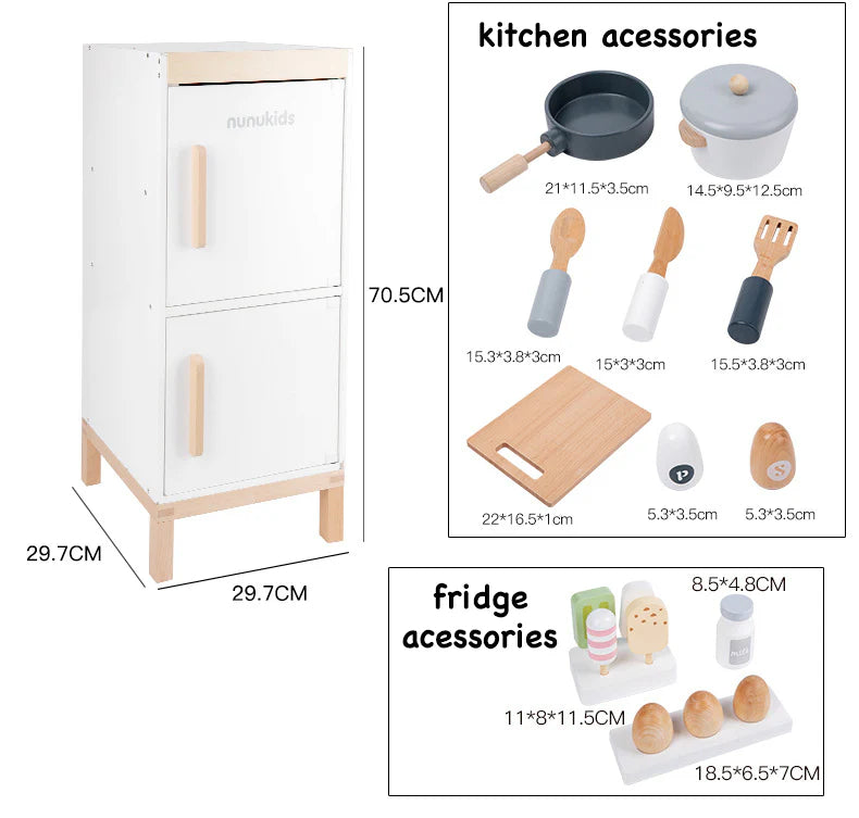 PLAYSET - Wooden Kitchen & Fridge Set