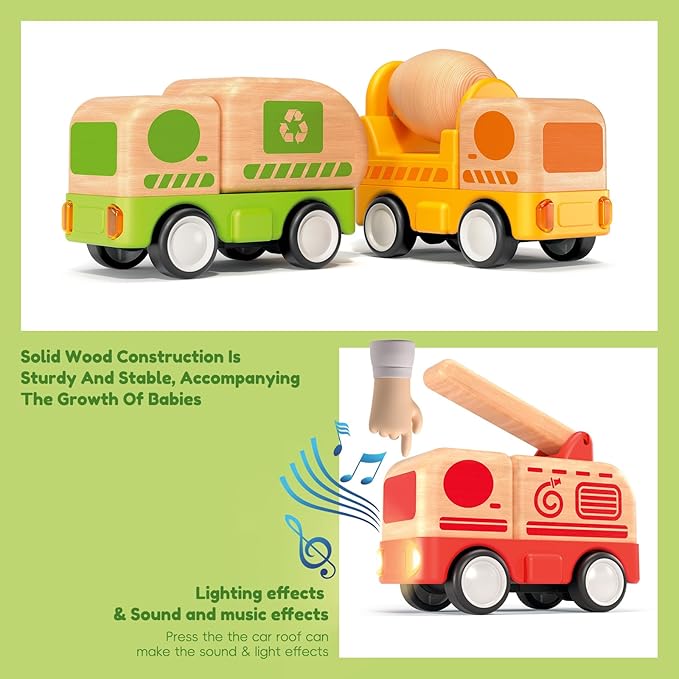 Imagination Express! Push And Go Wooden Mini Trucks