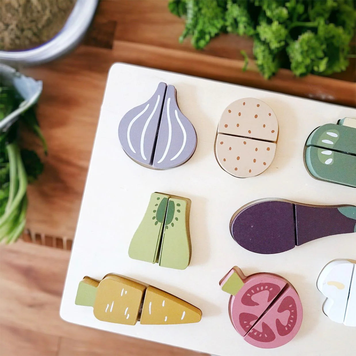 PLAYSET - Wooden Vegetable Cutting Kit