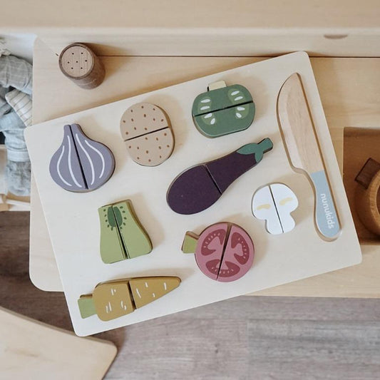 PLAYSET - Wooden Vegetable Cutting Kit