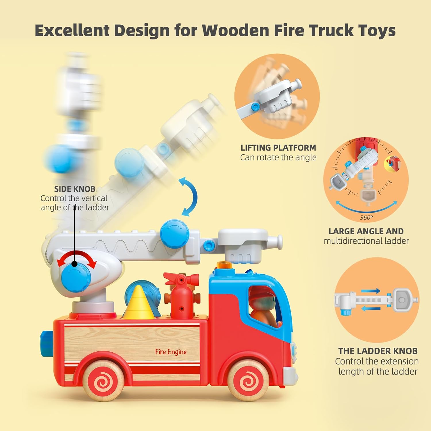 Imagination Express! Wooden Fire Truck – Mini Mighty