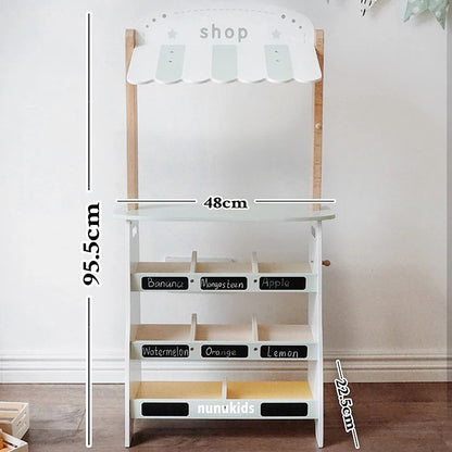 PLAYSET - Wooden Grocery Store + Push Cart