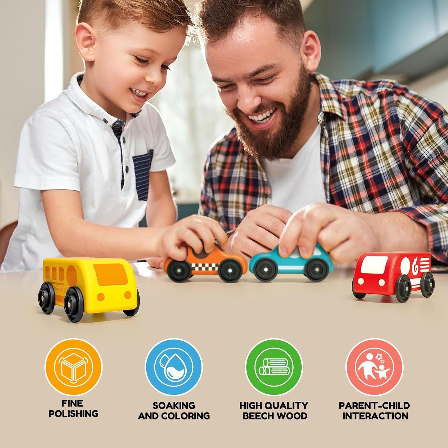 Imagination Express! Push and Go Wooden Mini Cars