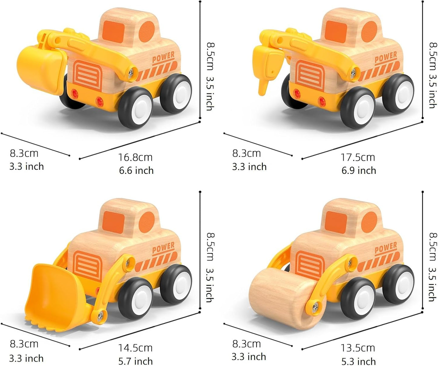 Imagination Express! Push and Go Wooden Construction Trucks