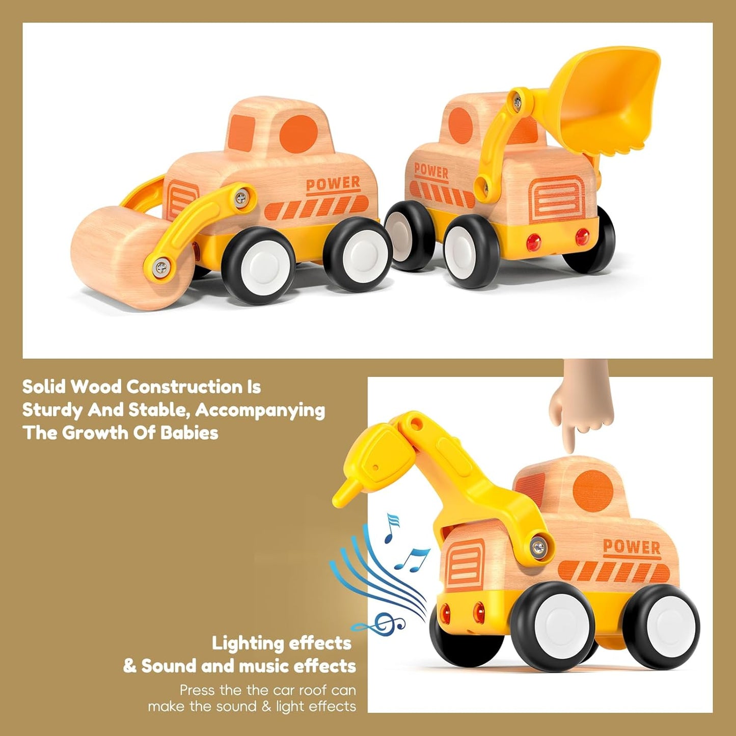 Imagination Express! Push and Go Wooden Construction Trucks