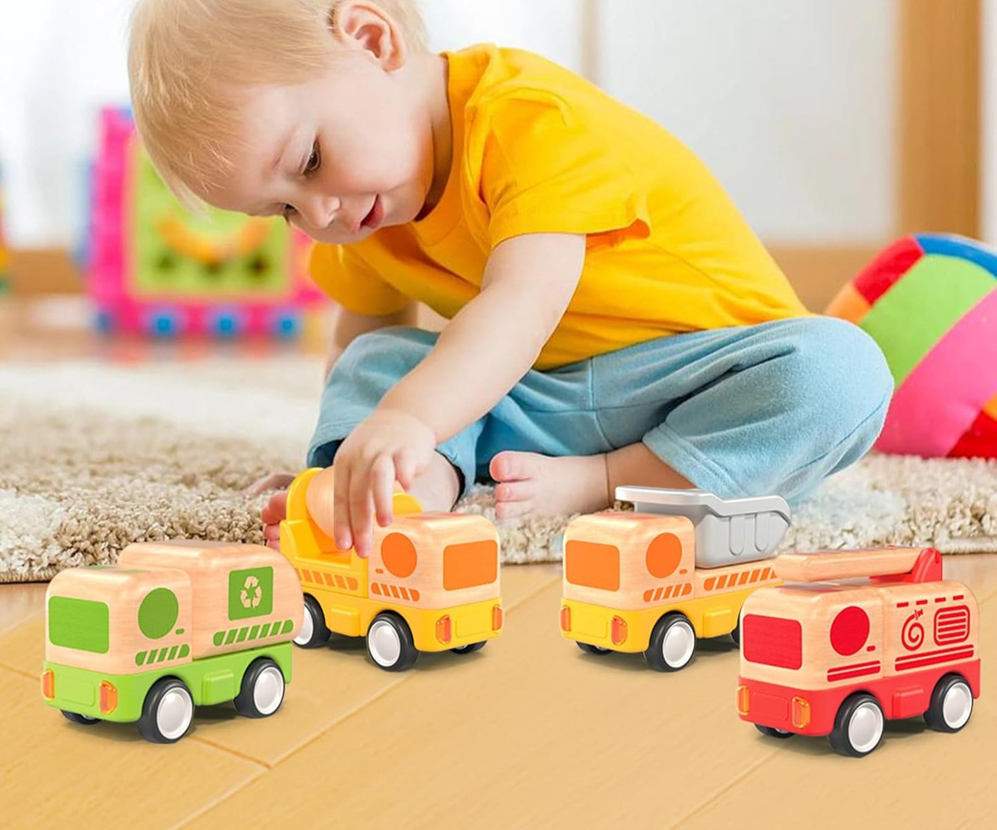 Imagination Express! Push And Go Wooden Mini Trucks