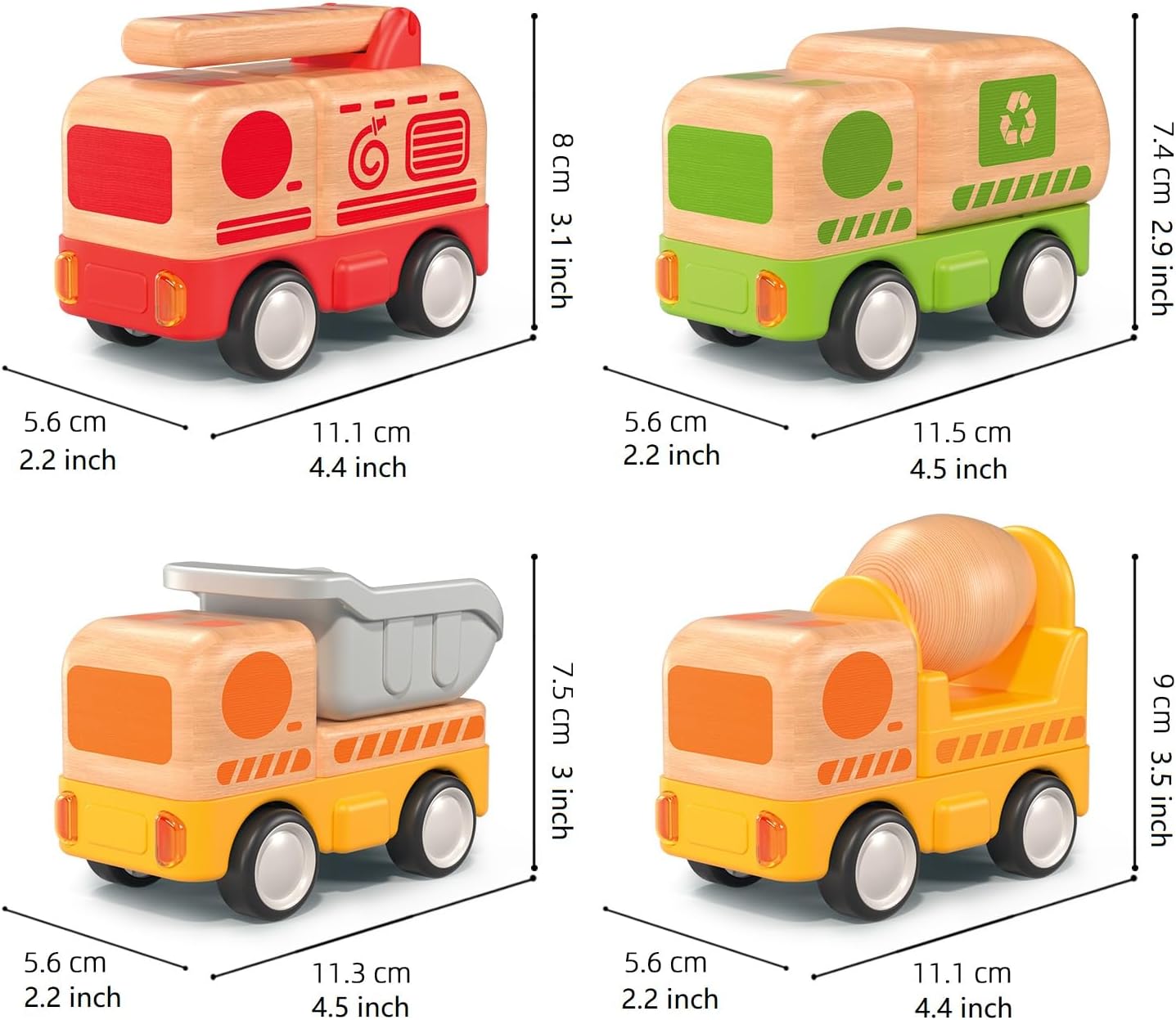 Imagination Express! Push And Go Wooden Mini Trucks
