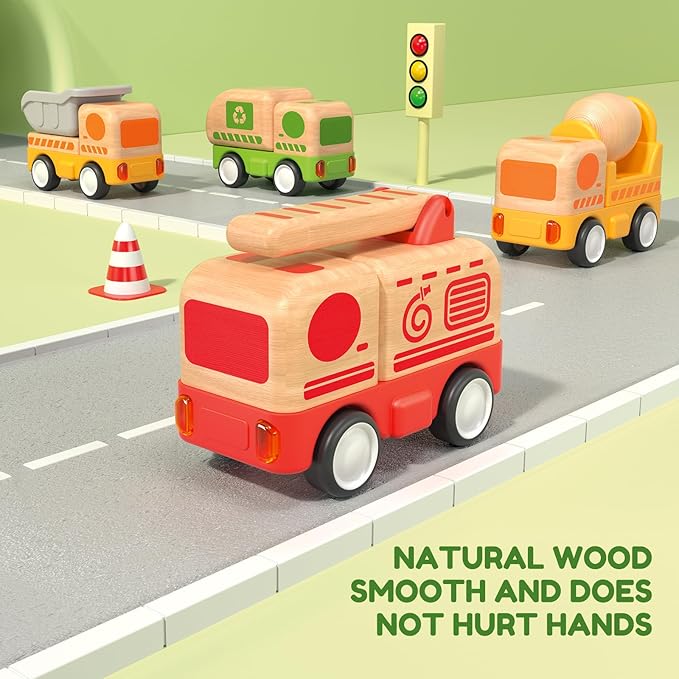 Imagination Express! Push And Go Wooden Mini Trucks