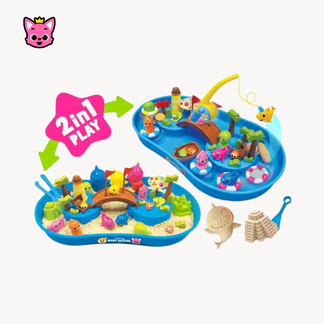 PINKFONG - Baby Shark 2 in 1 Water Park -Anti-Bacterial Fishing and Sand Play Set