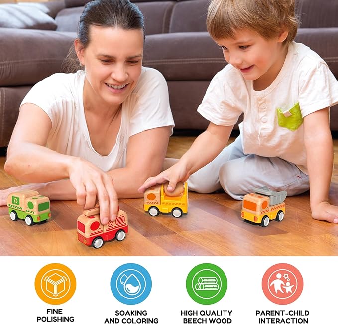 Imagination Express! Push And Go Wooden Mini Trucks
