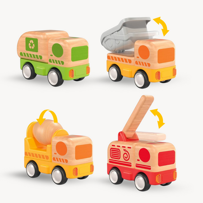 Imagination Express! Push And Go Wooden Mini Trucks