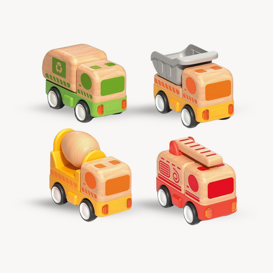 Imagination Express! Push And Go Wooden Mini Trucks