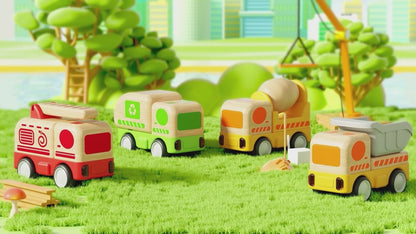 Imagination Express! Push And Go Wooden Mini Trucks